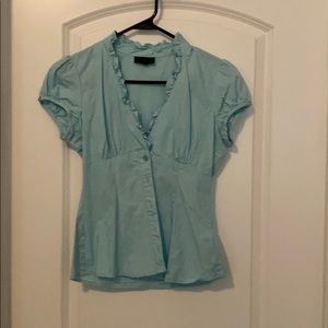 IZ women’s blouse in robins egg blue.